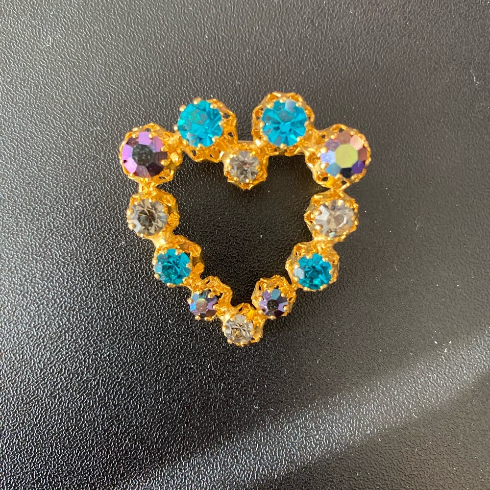 Austria Rhinestone Heart Brooch Pin